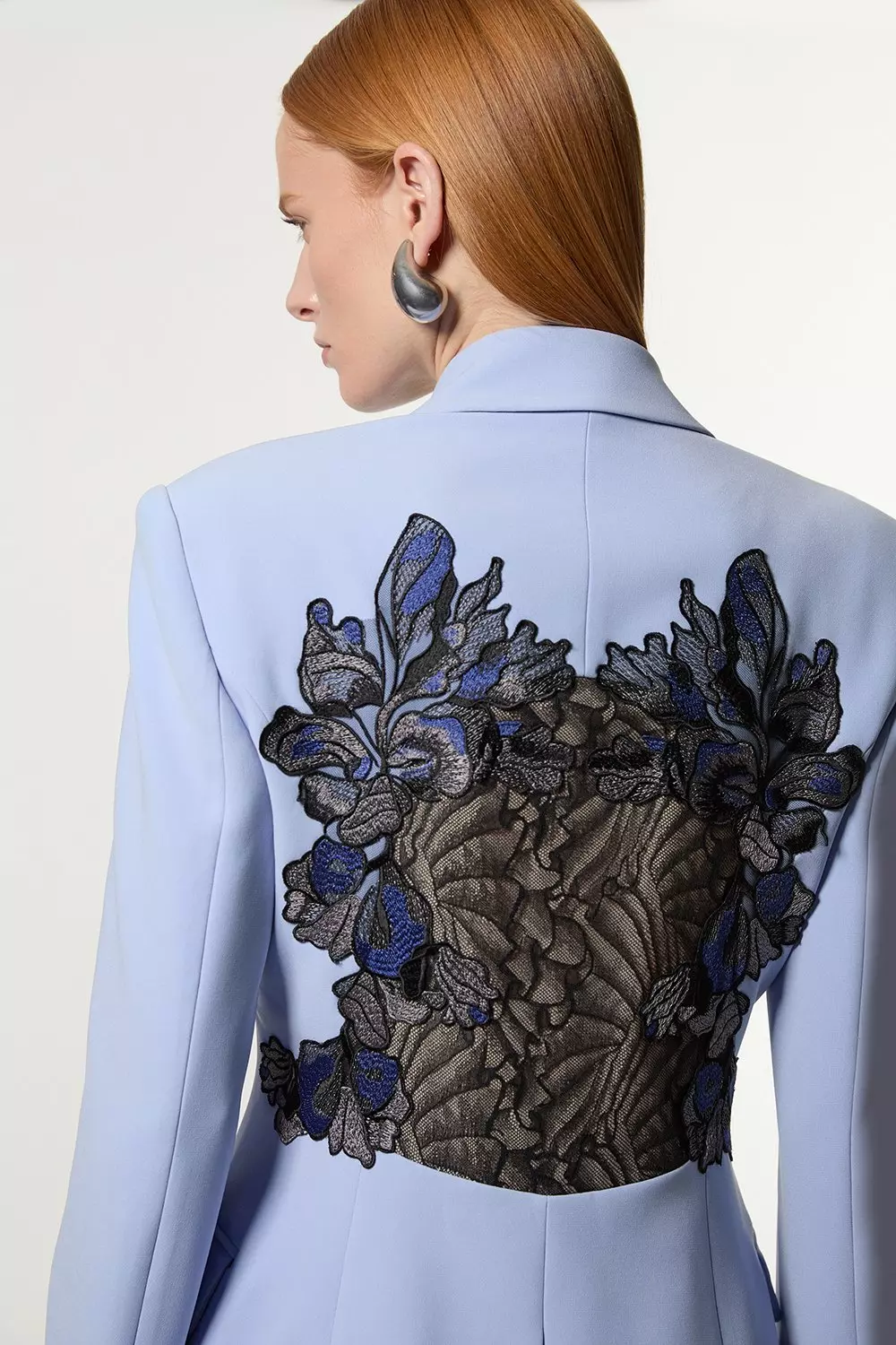Lace Applique Contrast Tailored Tuxedo Jacket | Karen Millen